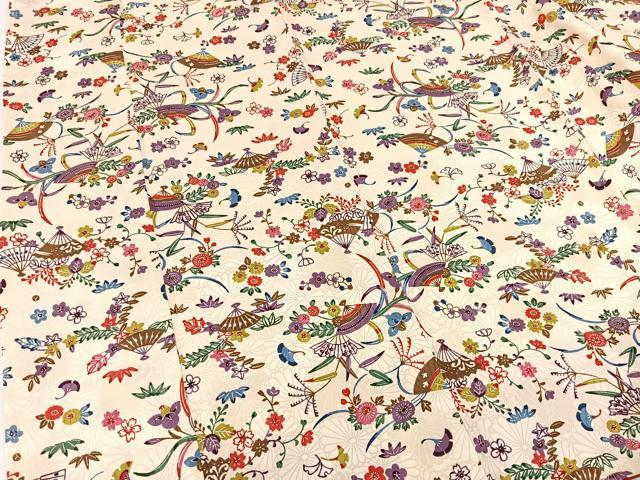 平和屋着物■上質な小紋 型染め 扇花文 正絹 逸品 BAAW2405yc