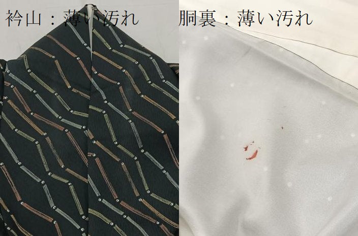 平和屋着物■上質な小紋 幾何学文様 黒地 正絹 逸品 BAAW2415yc