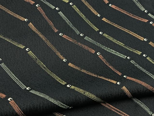 平和屋着物■上質な小紋 幾何学文様 黒地 正絹 逸品 BAAW2415yc