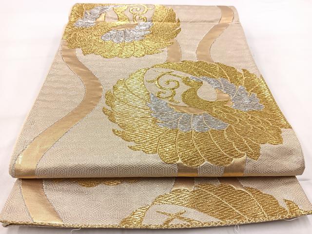 平和屋着物◎六通柄袋帯 飛鶴丸文 金銀彩 正絹 逸品 BAAW2436yc