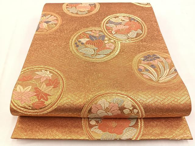 平和屋着物◎六通柄袋帯 唐織 聚楽春秋文 金糸 引箔 正絹 逸品 BAAW2470yc
