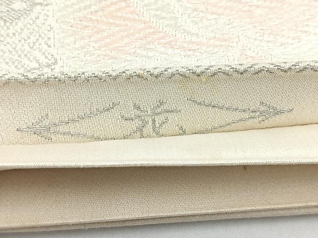 平和屋着物◎六通柄袋帯 唐織 扇面牡丹文 花 銀糸 正絹 逸品 BAAW2482yc