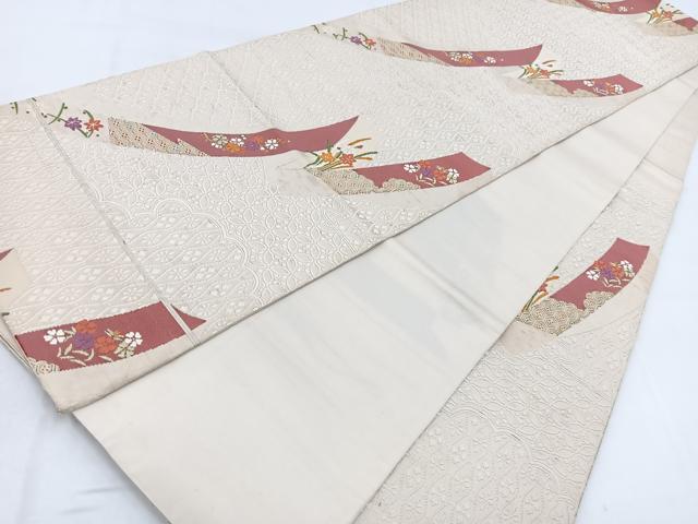 平和屋着物◎六通柄袋帯 唐織 鬘帯草花文 金糸 正絹 逸品 BAAW2489yc