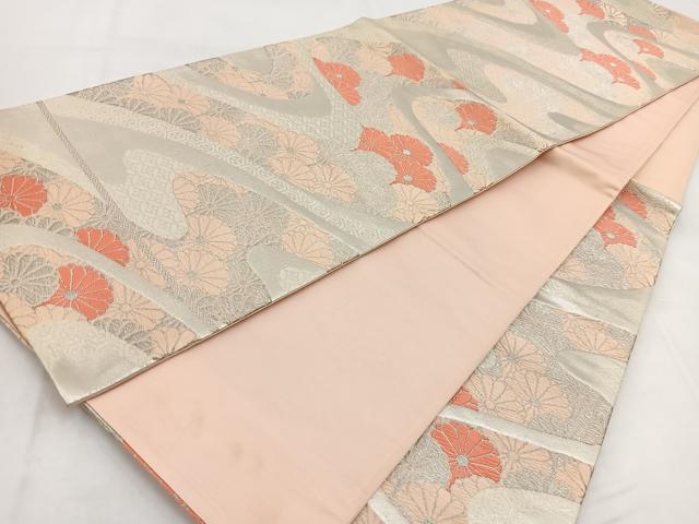 平和屋着物◎六通柄袋帯 唐織 菊水 銀糸 正絹 逸品 BAAW2500yc