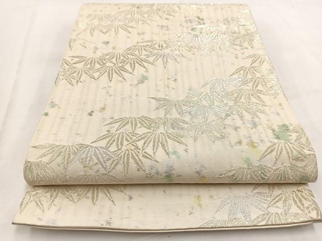 平和屋着物◎西陣 六通柄袋帯 笹の葉文 金銀糸 引箔 正絹 逸品 BAAW2503yc