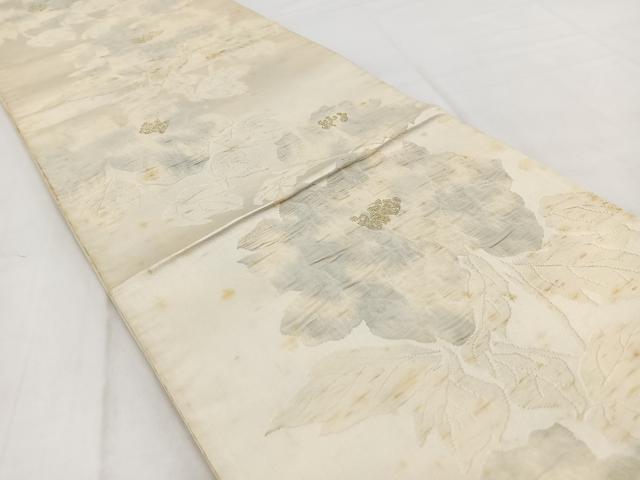 平和屋着物◎六通柄袋帯 ふくれ織 牡丹 金糸 正絹 逸品 BAAW2507yc