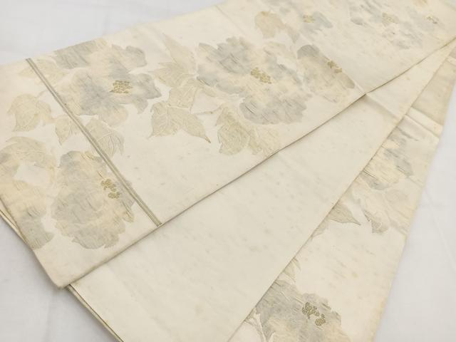 平和屋着物◎六通柄袋帯 ふくれ織 牡丹 金糸 正絹 逸品 BAAW2507yc