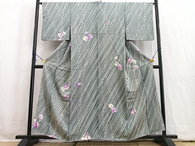 平和屋着物■上質な小紋 草花文 正絹 逸品 BAAW2519yc