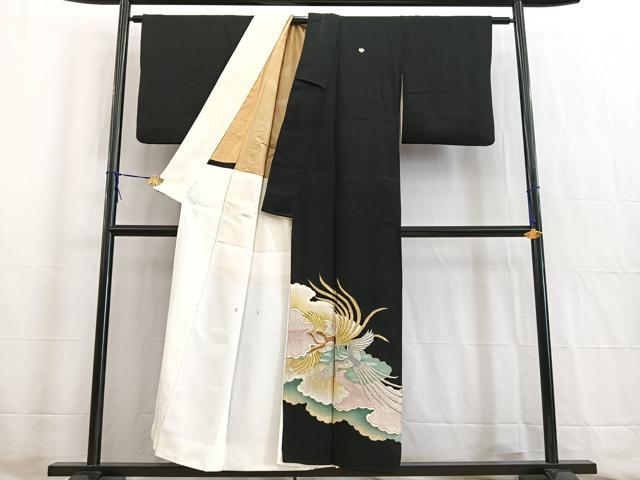 平和屋着物■豪華黒留袖 刺繍 鳳凰雲重ね文 金銀糸 正絹 逸品 BAAW2525yc