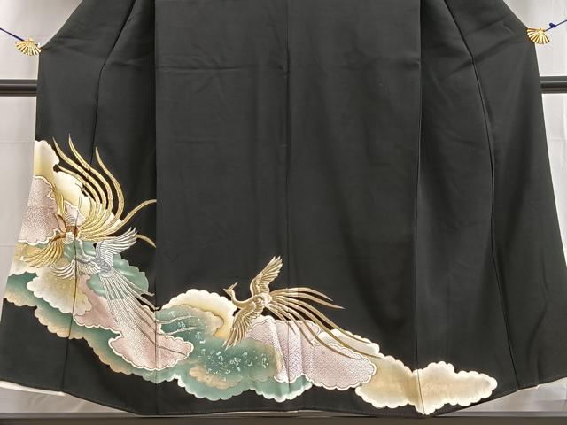 平和屋着物■豪華黒留袖 刺繍 鳳凰雲重ね文 金銀糸 正絹 逸品 BAAW2525yc