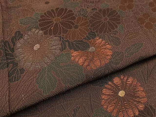 平和屋着物■訪問着 刺繍 草花文 鬼しぼ縮緬 正絹 逸品 BAAW2533yc