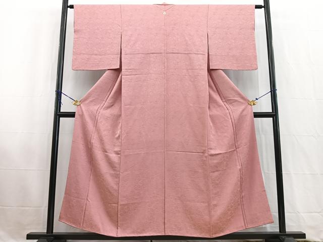 平和屋着物■上質な色無地 吉祥花地紋 桃色 正絹 逸品 BAAW2547yc