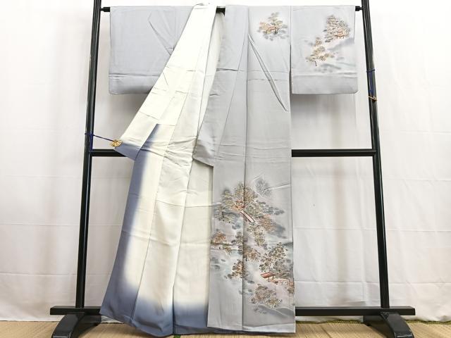 平和屋着物■訪問着 流水風景文 暈し染め 正絹 逸品 BAAW2558yc