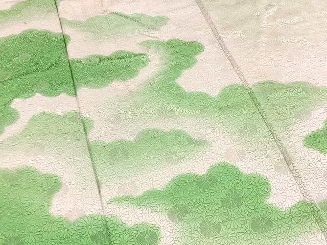 平和屋着物■訪問着 雲重ね菊花文 暈し染め 銀通し地 正絹 逸品 BAAW2574yc