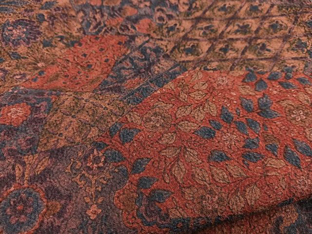 平和屋着物■上質な小紋 切嵌更紗花文 鬼しぼ縮緬 正絹 逸品 BAAW2602yc