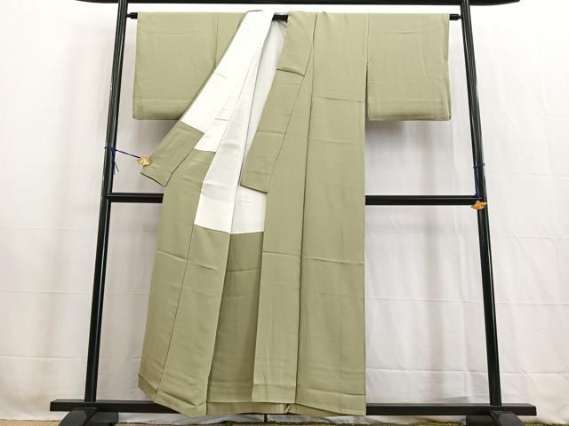 平和屋着物■上質な色無地 柳茶色 正絹 逸品 BAAW2608yc
