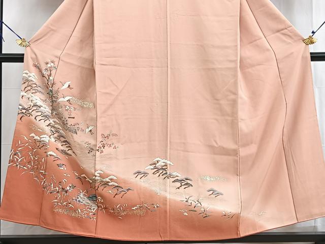 平和屋着物■訪問着 花鳥風景文 暈し染め 金銀彩 正絹 逸品 BAAW2613yc
