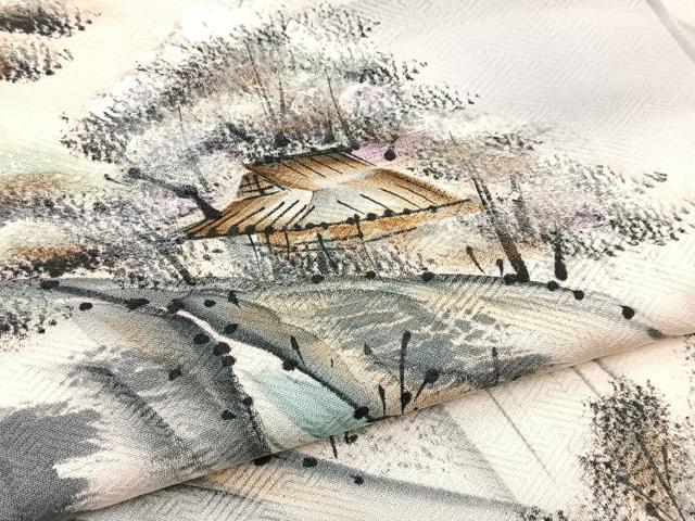 平和屋着物■訪問着 手描き 流水風景文 暈し染め 金彩 正絹 逸品 BAAW2627yc