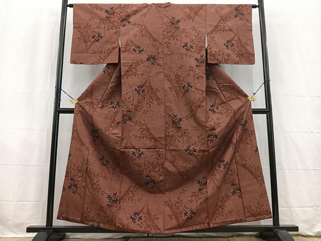 平和屋着物■上質な紬 草花文 正絹 逸品 BAAW2628yc