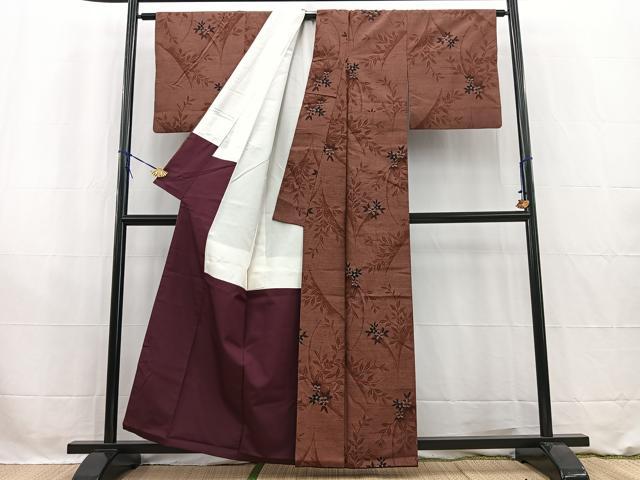 平和屋着物■上質な紬 草花文 正絹 逸品 BAAW2628yc