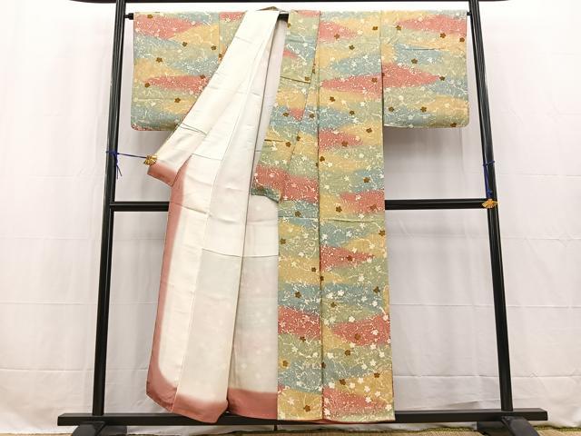 平和屋着物■上質な小紋 地紋起こし 枝梅文 暈し染め 正絹 逸品 未使用 BAAW2633yc