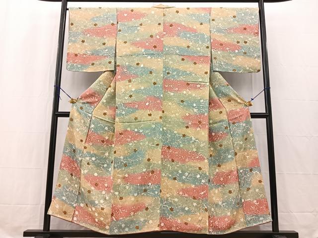 平和屋着物■上質な小紋 地紋起こし 枝梅文 暈し染め 正絹 逸品 未使用 BAAW2633yc