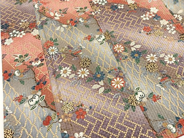 平和屋着物■上質な小紋 ふくれ織 吉祥花文 金彩 正絹 逸品 BAAW2639yc