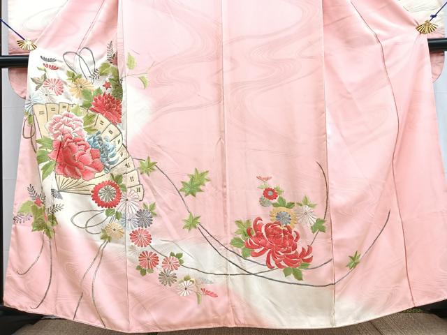 平和屋着物■豪華振袖 総刺繍 檜扇花文 暈し染め 金銀糸 正絹 逸品 BAAW2648yc