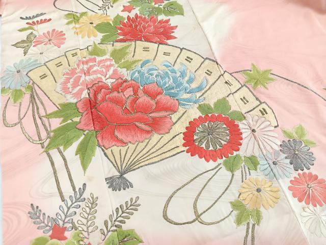 平和屋着物■豪華振袖 総刺繍 檜扇花文 暈し染め 金銀糸 正絹 逸品 BAAW2648yc