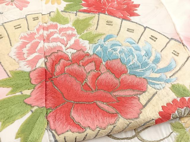 平和屋着物■豪華振袖 総刺繍 檜扇花文 暈し染め 金銀糸 正絹 逸品 BAAW2648yc