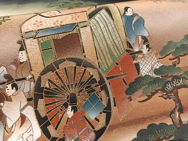 平和屋着物▽豪華黒留袖 単衣 作家物 御門臨幸 平安人物風景文 暈し染め 金彩 やまと誂製 正絹 逸品 BAAW2651yc