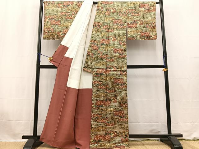 平和屋着物■上質な小紋 向かい孔雀更紗花文 正絹 逸品 未使用 BAAW2687yc