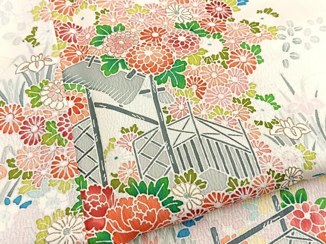 平和屋着物■訪問着 風景花文 金彩 正絹 逸品 BAAW2698yc