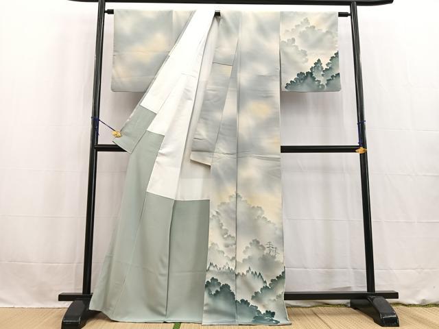平和屋着物■訪問着 手描き 樹林文 暈し染め 正絹 逸品 BAAW2717yc