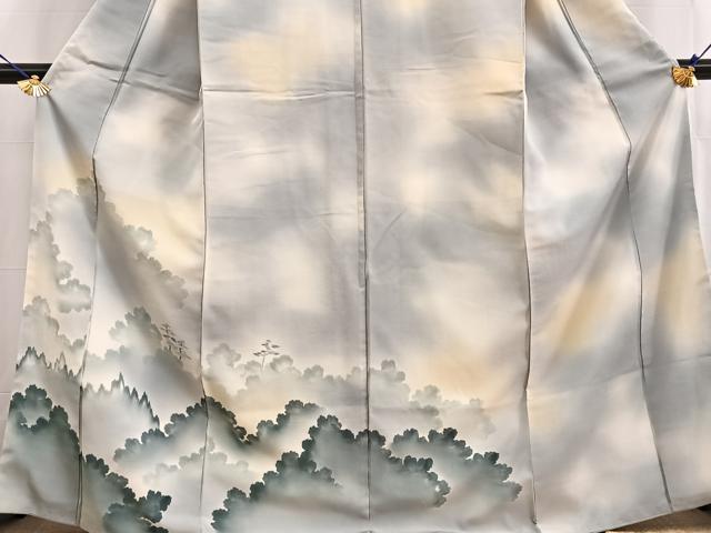 平和屋着物■訪問着 手描き 樹林文 暈し染め 正絹 逸品 BAAW2717yc