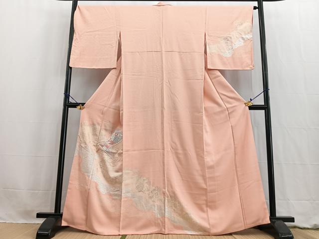 平和屋着物■訪問着 刺繍 檜扇花文 宍色 金銀彩 伊勢丹扱い 正絹 逸品 BAAW2722yc