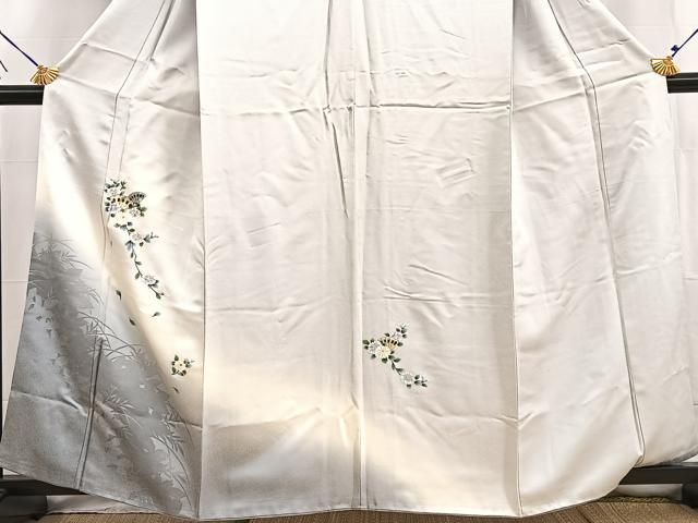 平和屋着物■訪問着 扇花文 草花シルエット 暈し染め 金銀彩 正絹 逸品 BAAW2731yc