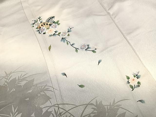 平和屋着物■訪問着 扇花文 草花シルエット 暈し染め 金銀彩 正絹 逸品 BAAW2731yc