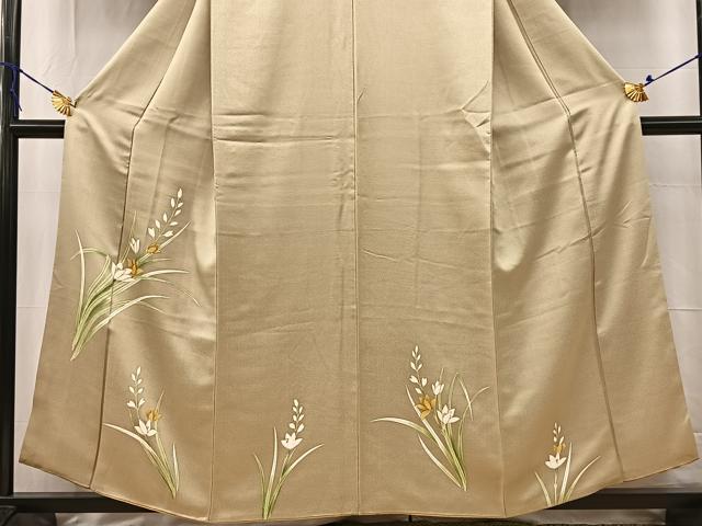 平和屋着物■訪問着 草花文 利休色 金彩 正絹 逸品 BAAW2765yc