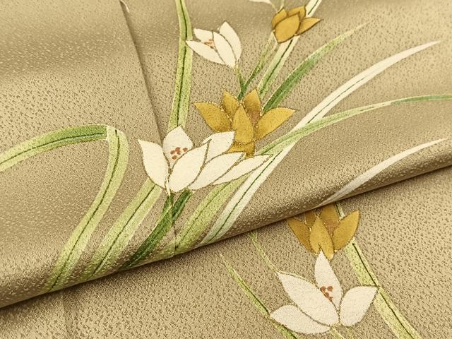 平和屋着物■訪問着 草花文 利休色 金彩 正絹 逸品 BAAW2765yc
