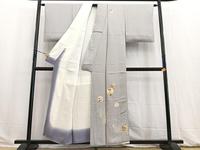 平和屋着物■訪問着 飛鶴流水花文 金彩 正絹 逸品 BAAW2771yc