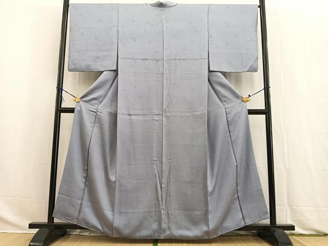 平和屋着物■上質な色無地 紗綾形花地紋 青藤色 正絹 逸品 BAAW2818yc