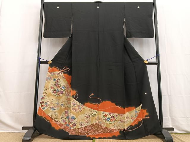 平和屋着物■豪華黒留袖 作家物 駒刺繍 花丸文 金彩 正絹 逸品 BAAW2826yc