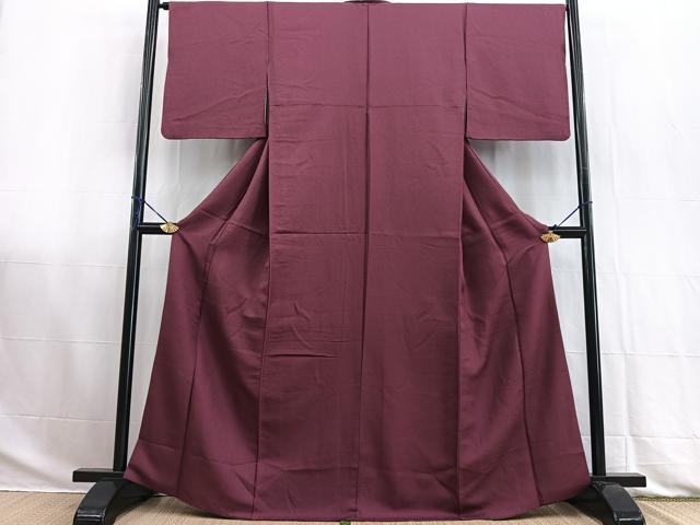 平和屋着物■上質な色無地 紋意匠 暗紅色 正絹 逸品 BAAW2832yc
