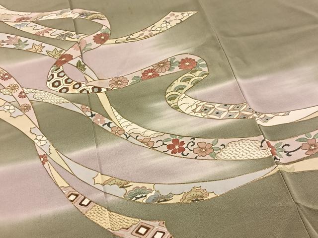 平和屋着物■訪問着 鬘帯花文 暈し染め 金彩 正絹 逸品 BAAW2835yc