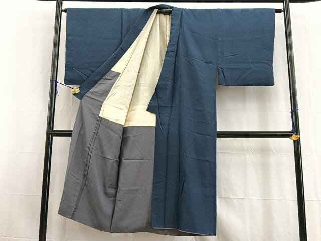 平和屋着物■男性 色無地 青藍色 正絹 逸品 BAAW2840yc
