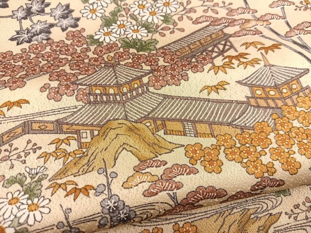 平和屋着物■上質な小紋 風景花文 正絹 逸品 BAAW2841yc