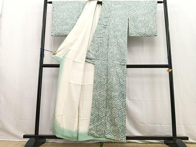 平和屋着物■上質な小紋 絞り 亀甲文 正絹 逸品 BAAW2849yc