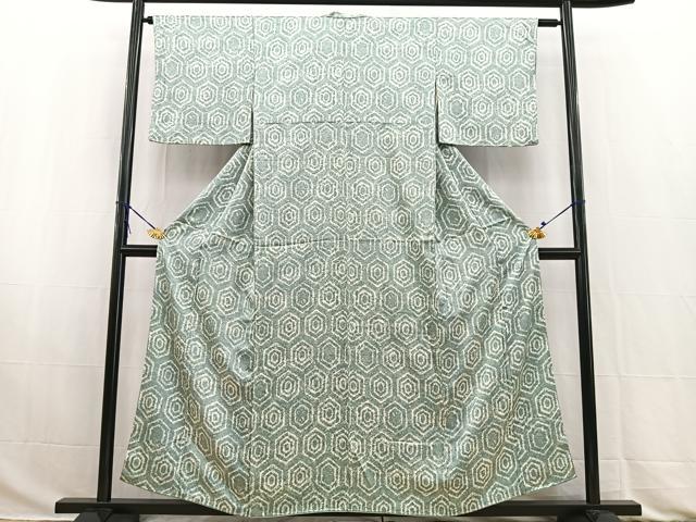 平和屋着物■上質な小紋 絞り 亀甲文 正絹 逸品 BAAW2849yc