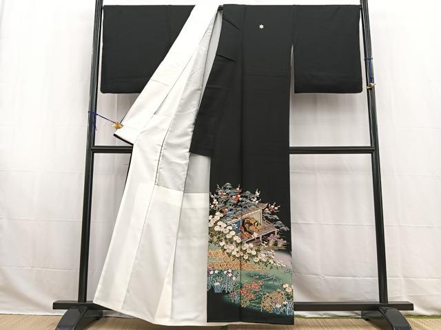 平和屋着物■豪華黒留袖 作家物 平安人物文 暈し染め 金彩 正絹 逸品 BAAW2851yc